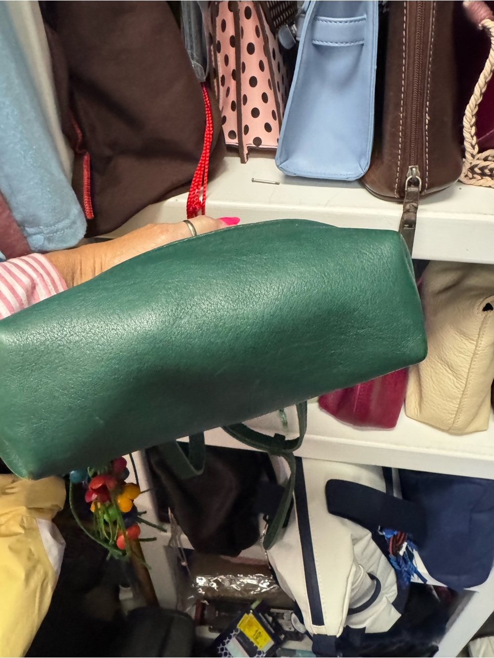 Portland Leather Emerald Green Crossbody Bag - Picture 3 of 5